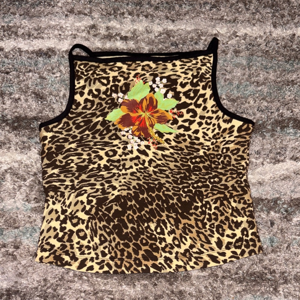 Silence + Noise Leopard Print tank with Floral Design